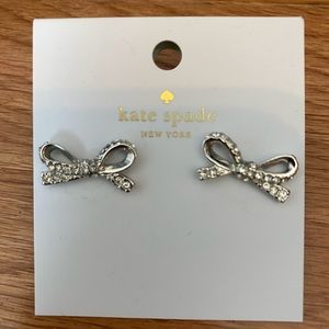 Kate Spade silver bow sparkle earrings